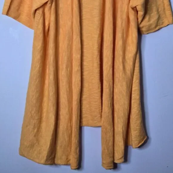 Eileen Fisher Open Front Cardigan Size 2X Linen Cotton Blend Orange Light Weight - Picture 3 of 6